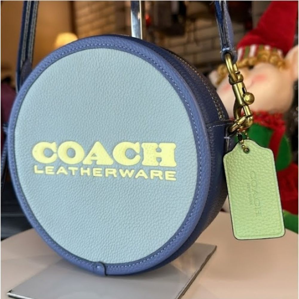 COACH KIA BLUE COLORBLOCK ROUND CIRCLE CANTEEN CROSSBODY BAG GUITAR STRAP - Picture 6 of 16